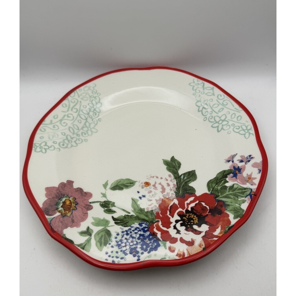 Pioneer Woman Red Floral Country Garden Dinner Plate 10.5" Farmhouse Cottage